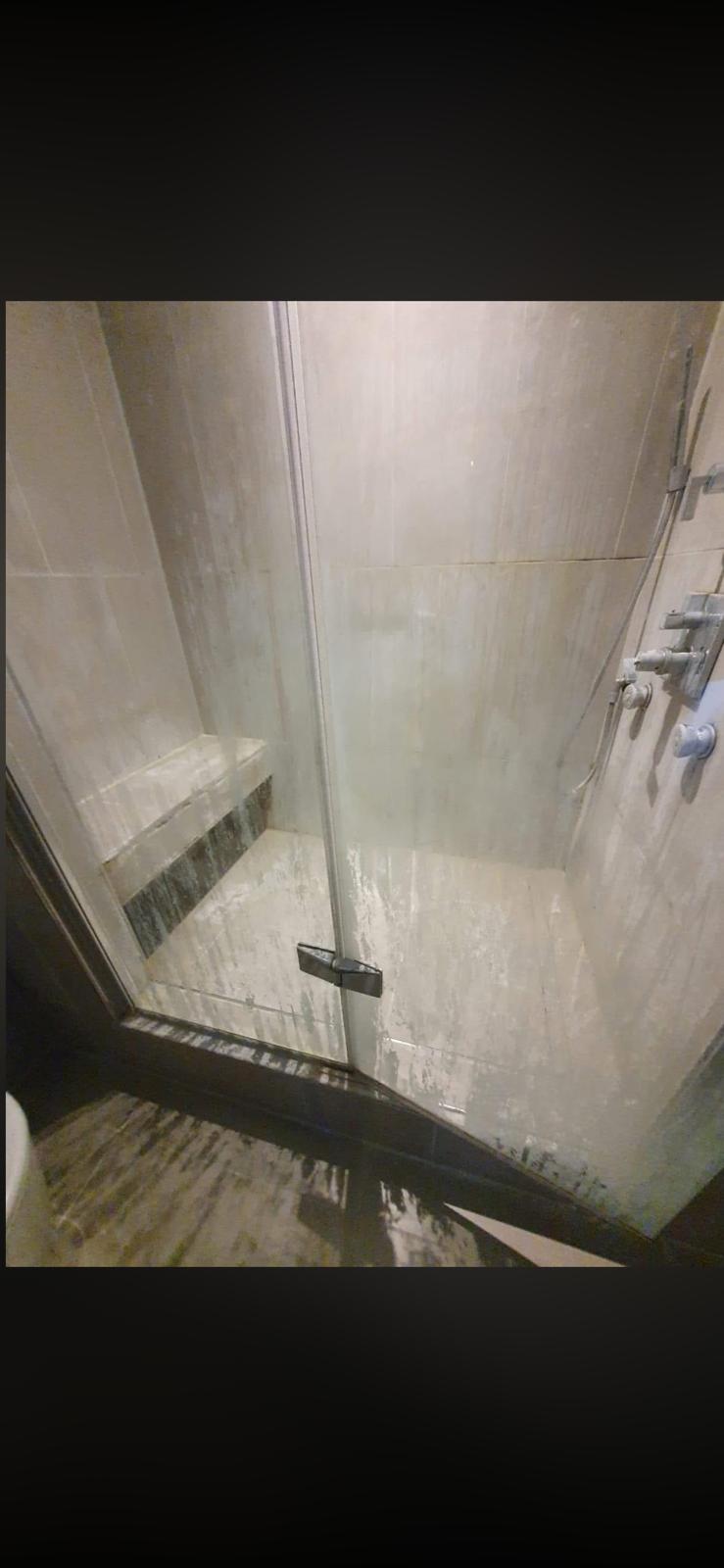Dirty shower before cleaning
